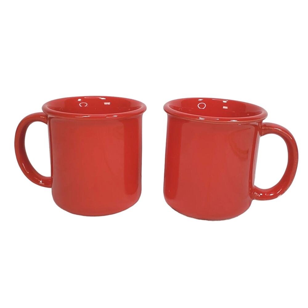 Crown Corning Red Mugs Japan Ceramic Coffee Tea Lot of 2 Vtg D Handle 3.75"
